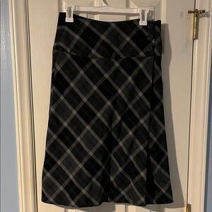 East 5th Black and Gray Plaid A-Line Skirt